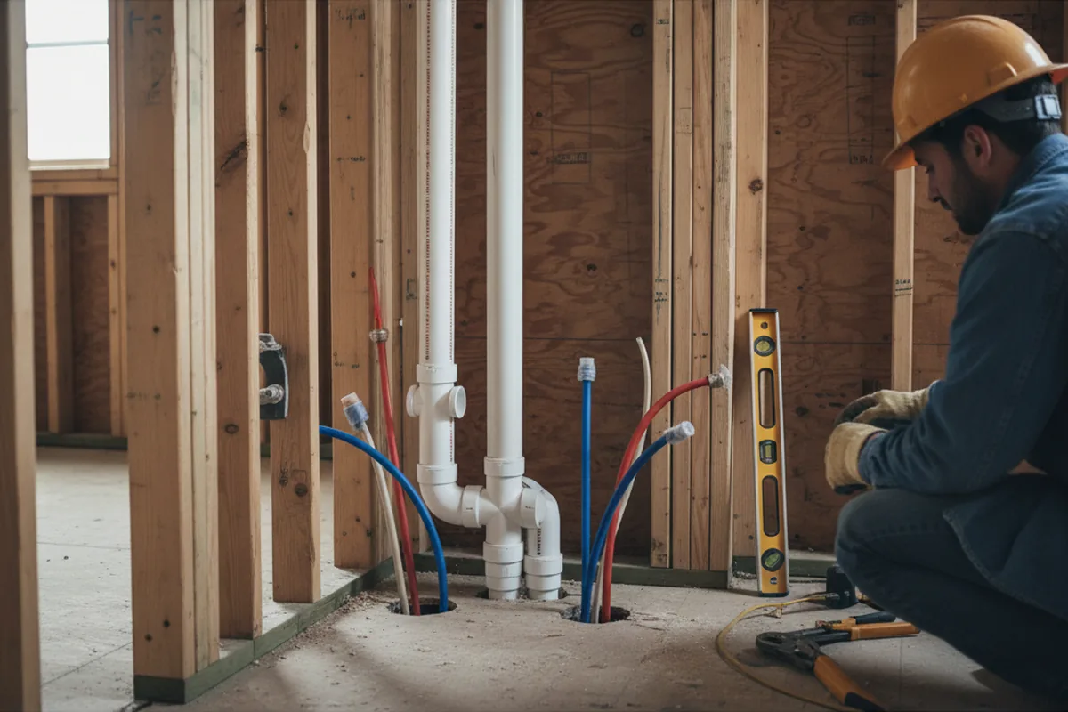 Drain and supply rough-in during Leak Detection in Prospect Hill