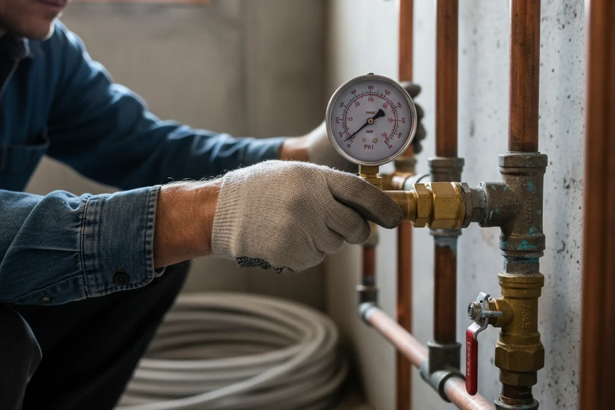 Pressure testing a repaired line during Water Line Repair in Prospect Hill